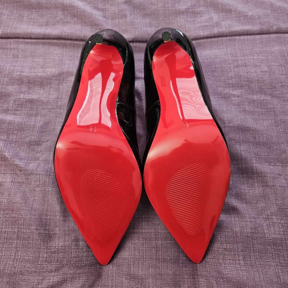 FSJ Black Heels with Striking Red Soles